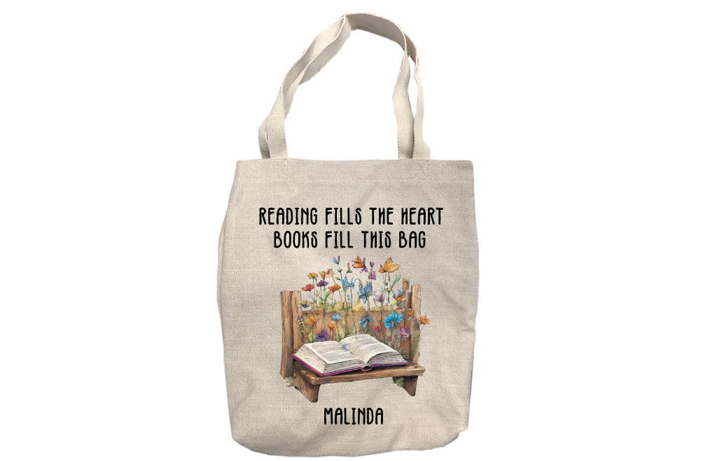 Personalized Reading Fills The Heart Books Fill This Bag Tote Bag