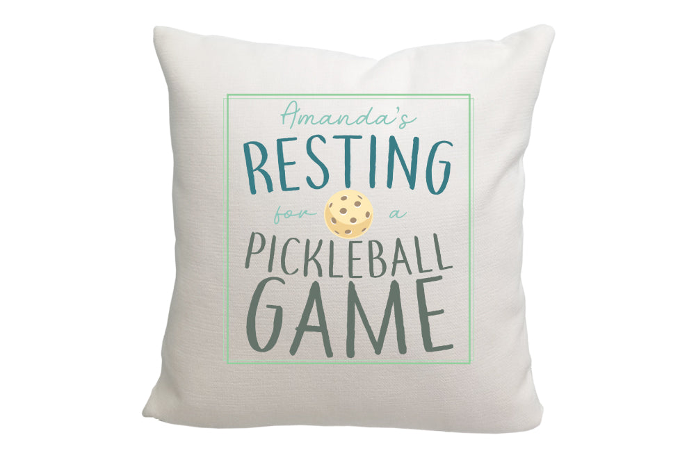 Personalized Resting for A Pickleball Ball Game Throw Pillow