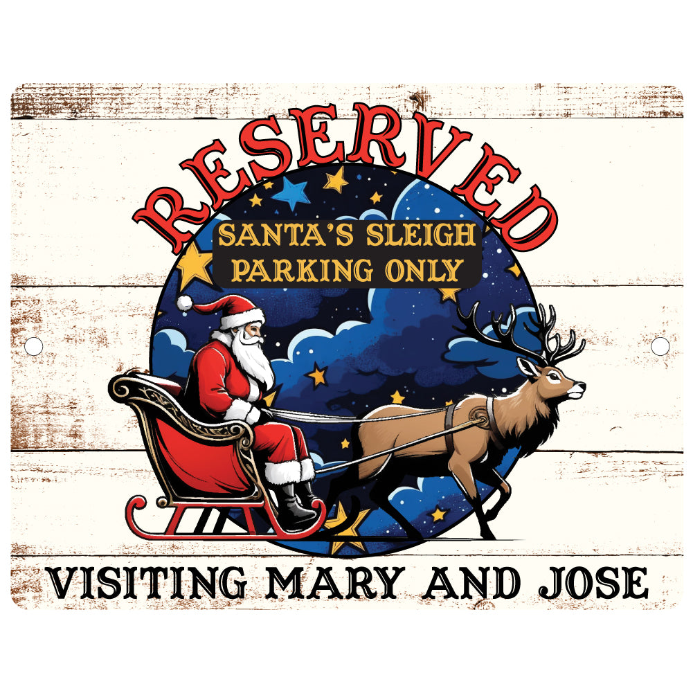 Personalized Reserved for Santa's Sleigh Metal Sign