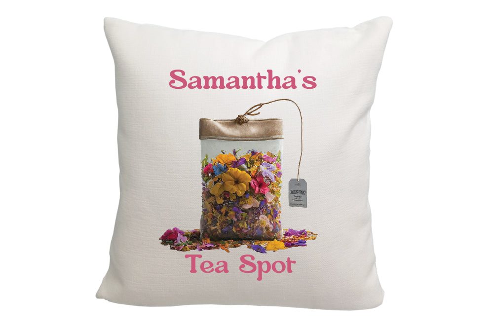 Personalized Colorful Tea Bag Spot Throw Pillow