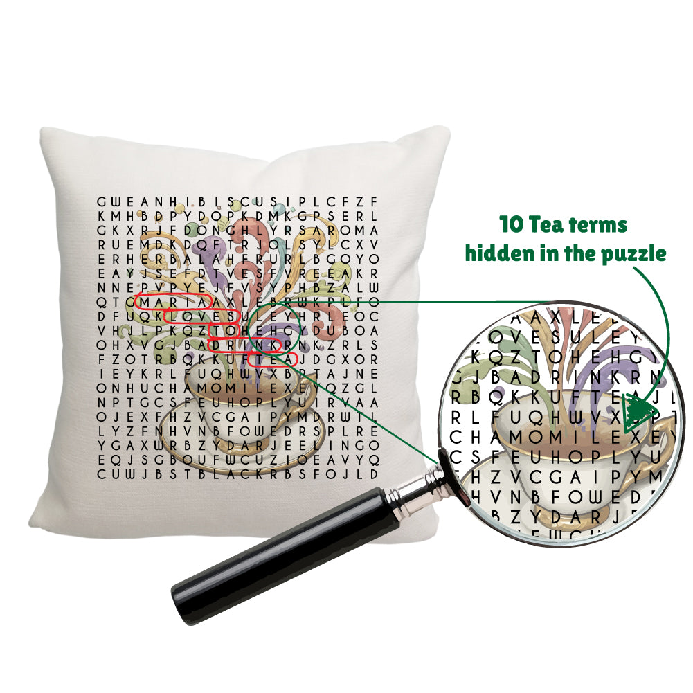 Personalized Word Search Tea Throw Pillow