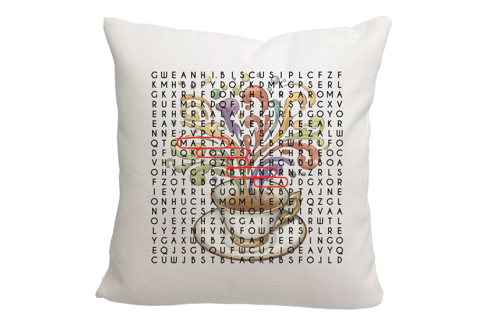 Personalized Word Search Tea Throw Pillow