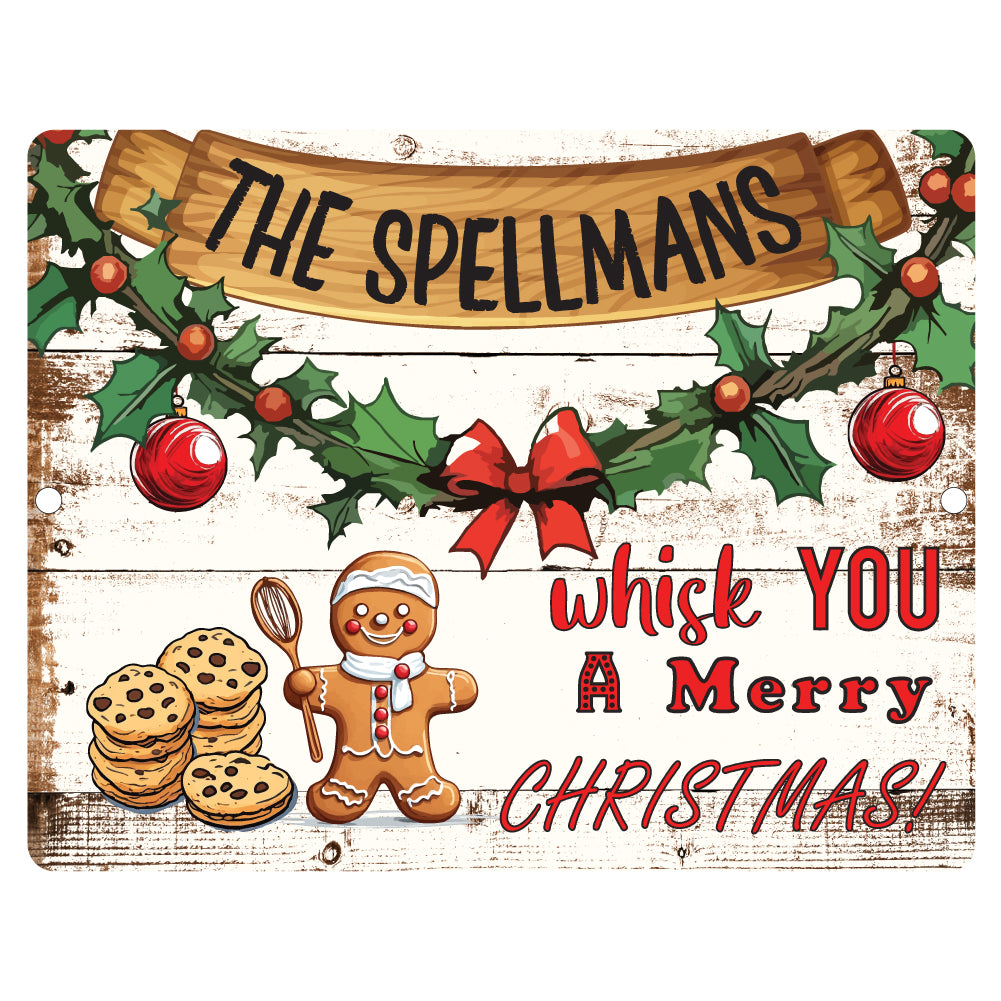 Personalized Whisk You a Merry Christmas Metal Sign