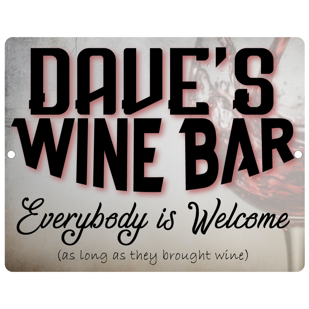 Personalized Wine Bar Welcome Metal Sign