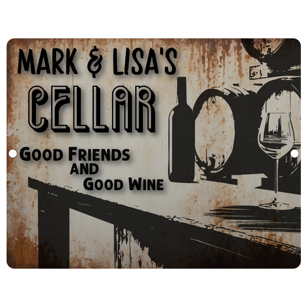 Personalized Distressed Wine Cellar Metal Sign