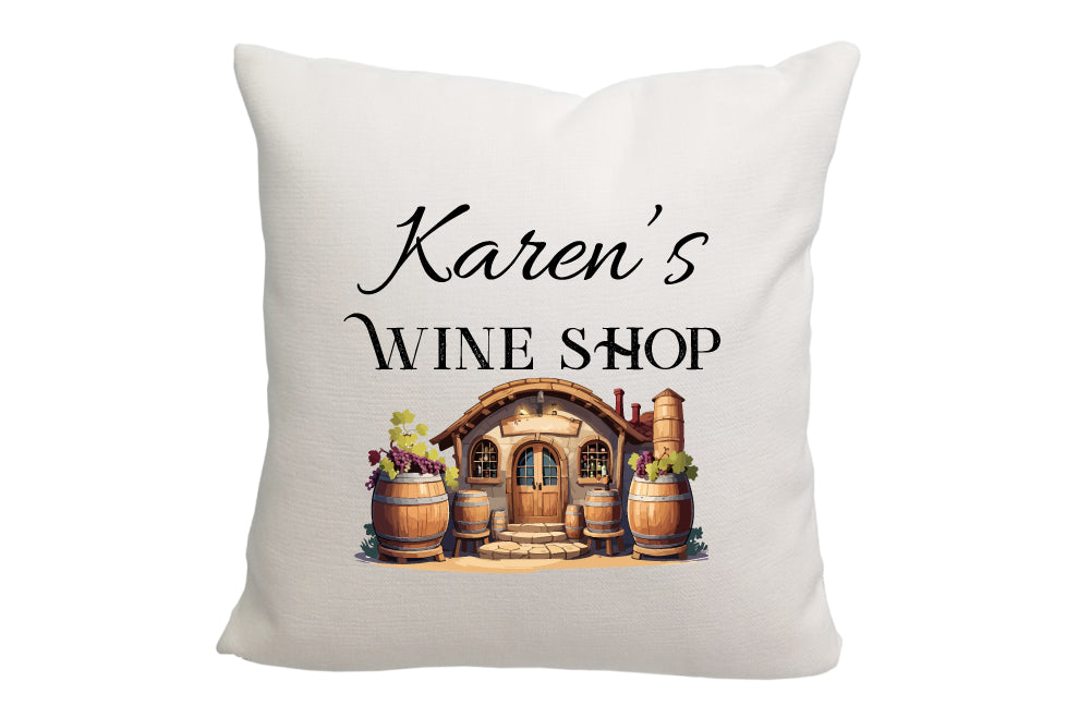 Personalized Wine Shop Throw Pillow