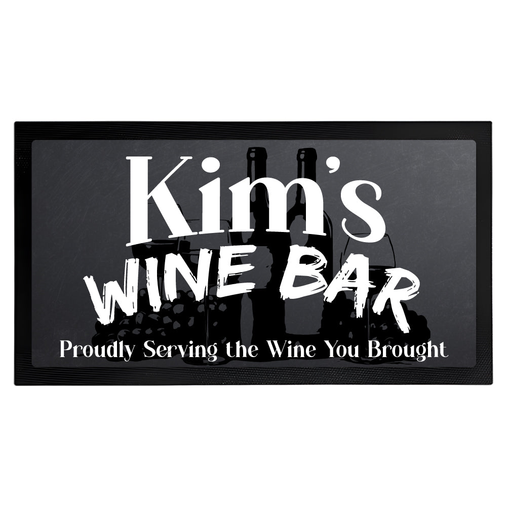 Personalized Proudly Serving Wine Bar Mat