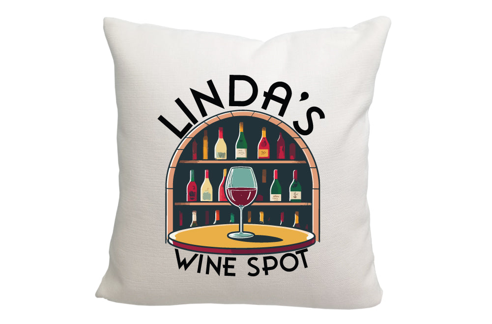 Personalized Wine Spot Table with Glass of Wine Throw Pillow