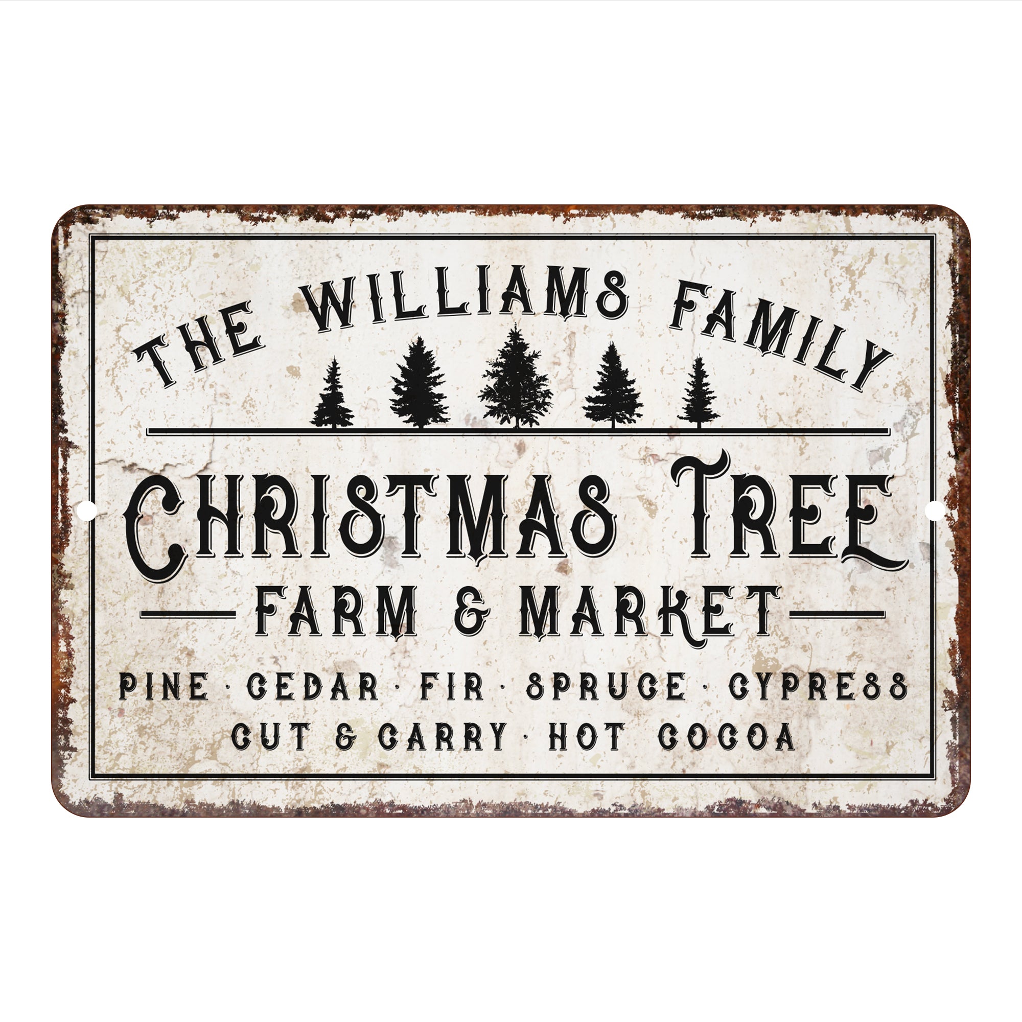 Personalized Vintage Distressed Look Tree Farm & Market Metal Sign