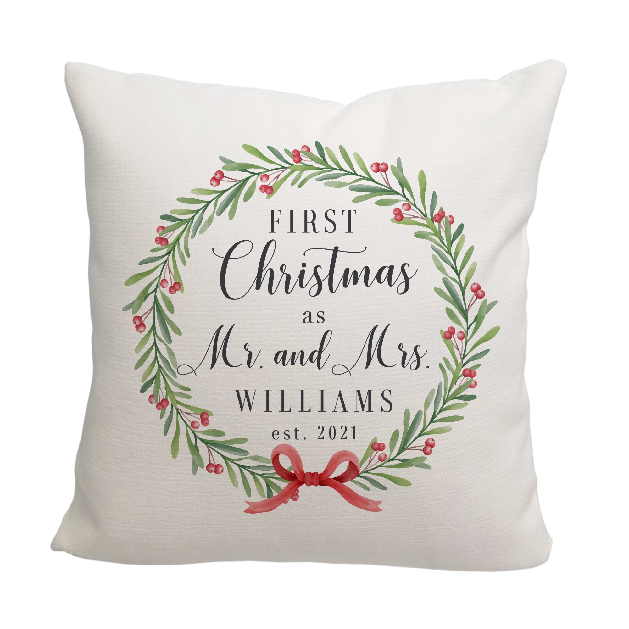 First Christmas as Mr. and Mrs. Throw Pillow - Cover Only OR Cover with Insert