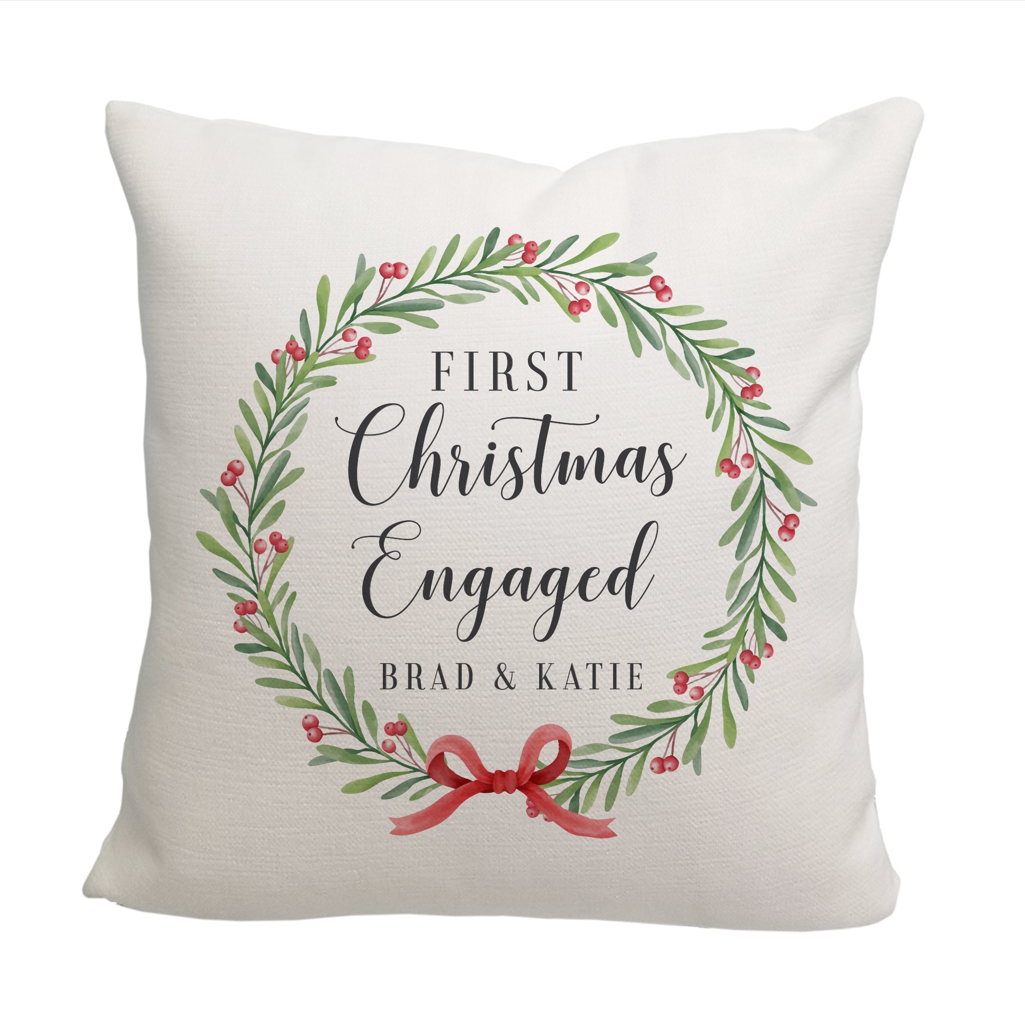 First Christmas Engaged Pillow - Cover Only OR Cover with Inserts