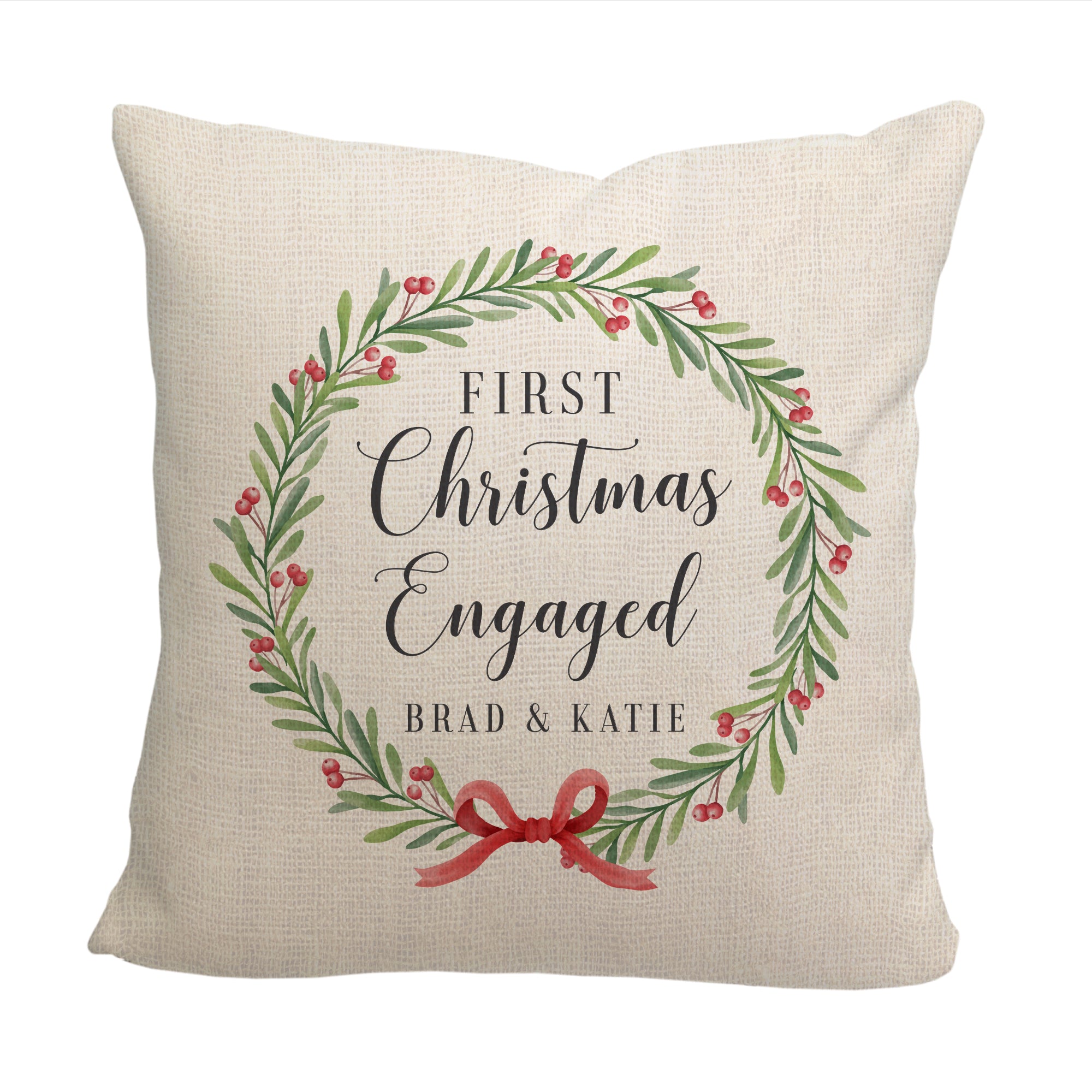 First Christmas Engaged Pillow - Cover Only OR Cover with Inserts