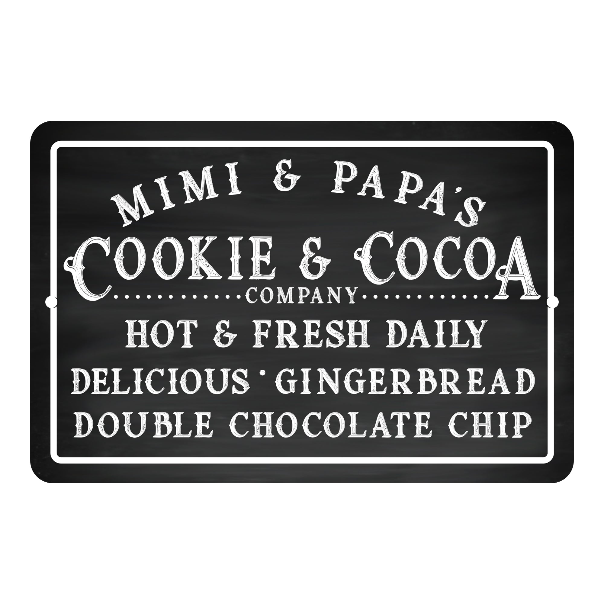 Personalized Chalkboard Cookie and Cocoa Company Metal Sign