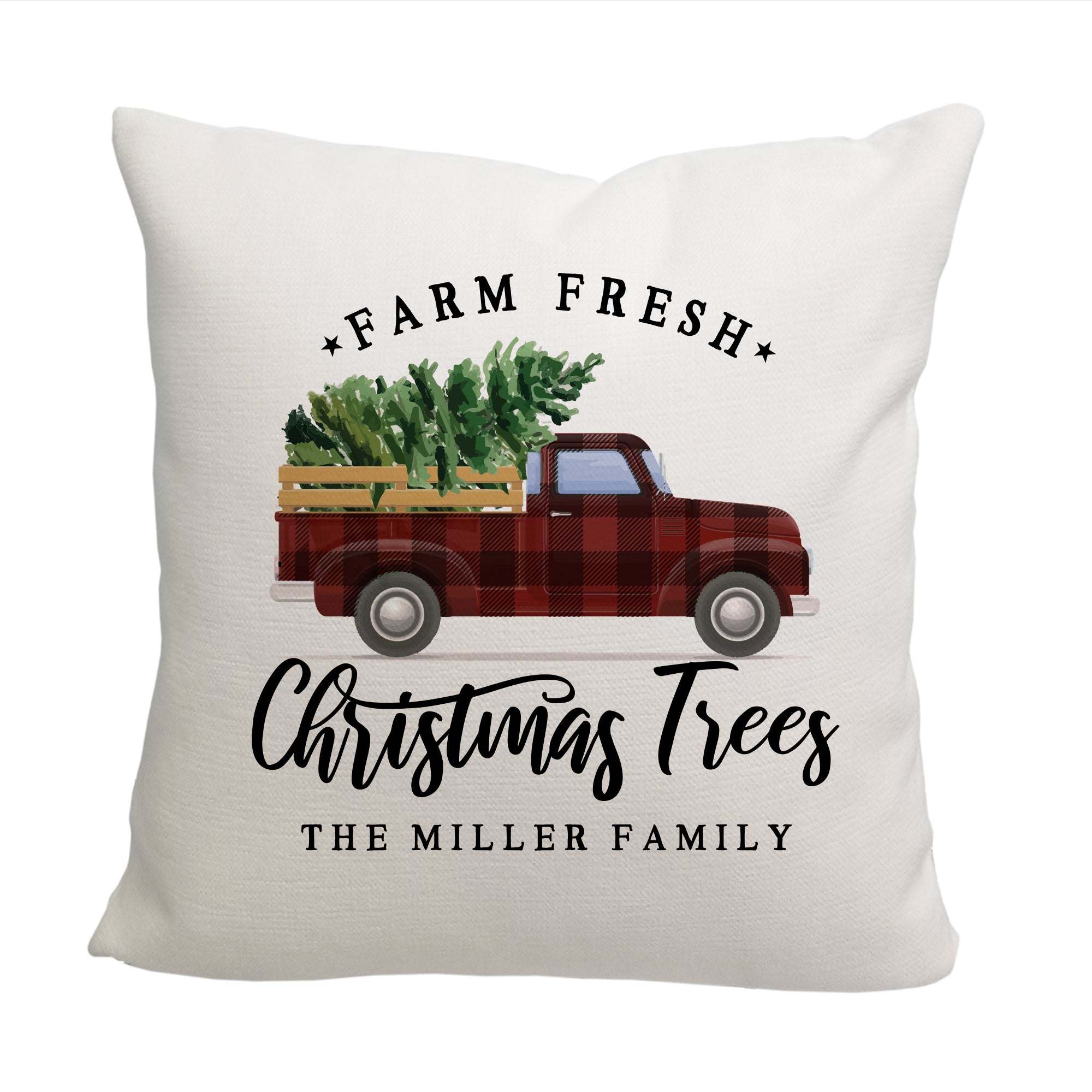 Christmas Tree Truck Throw Pillow - Cover Only OR Cover with Insert