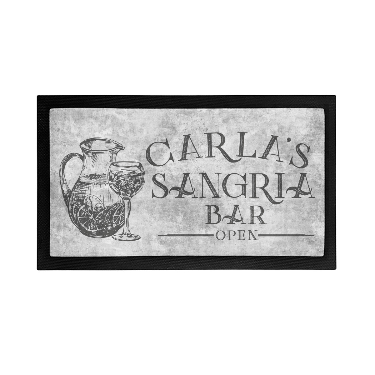 Personalized Sangria Bar is Open Mat - Placemat Style Rubber Bar Mat