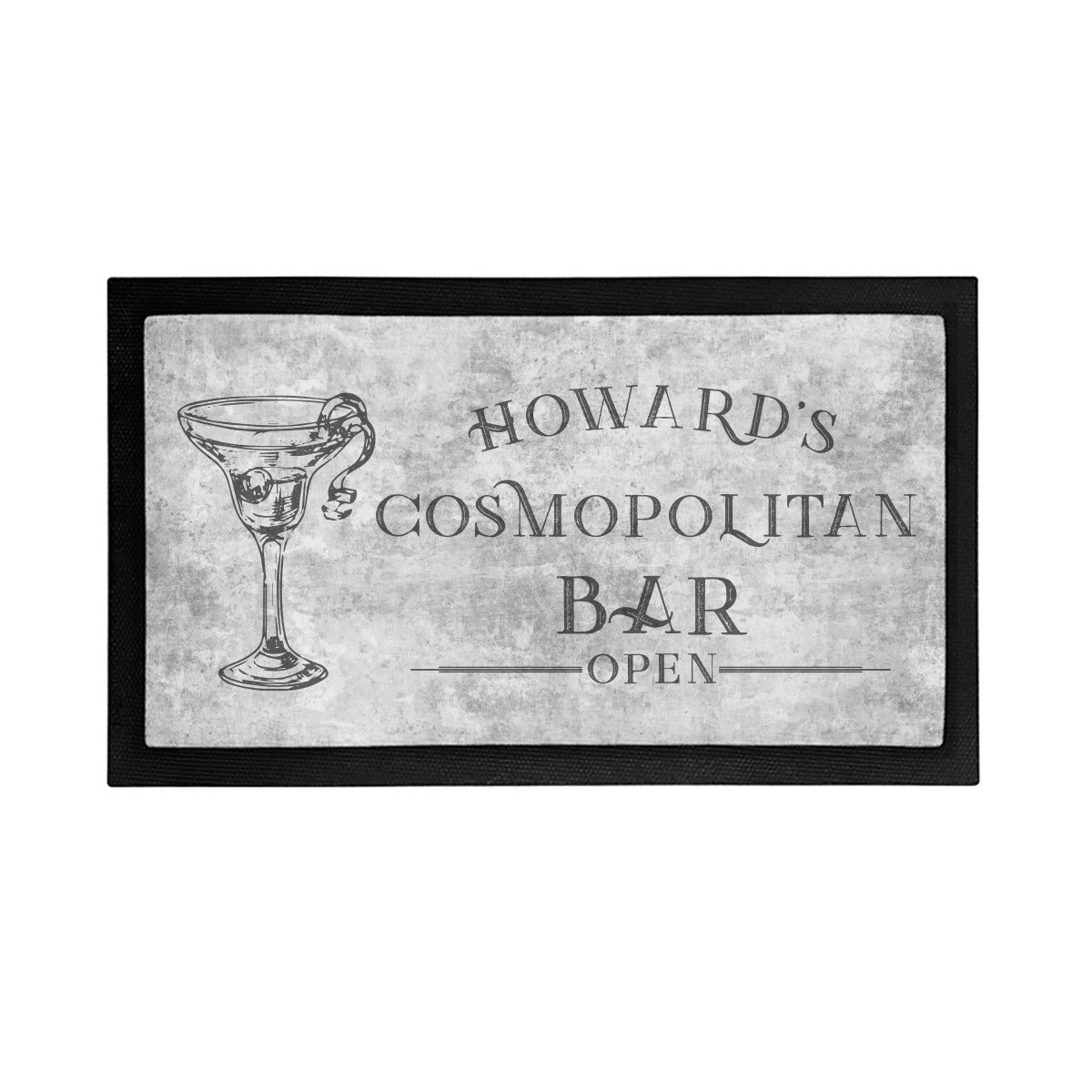 Personalized Cosmopolitan Bar is Open Mat - Placemat Style Rubber Bar Mat