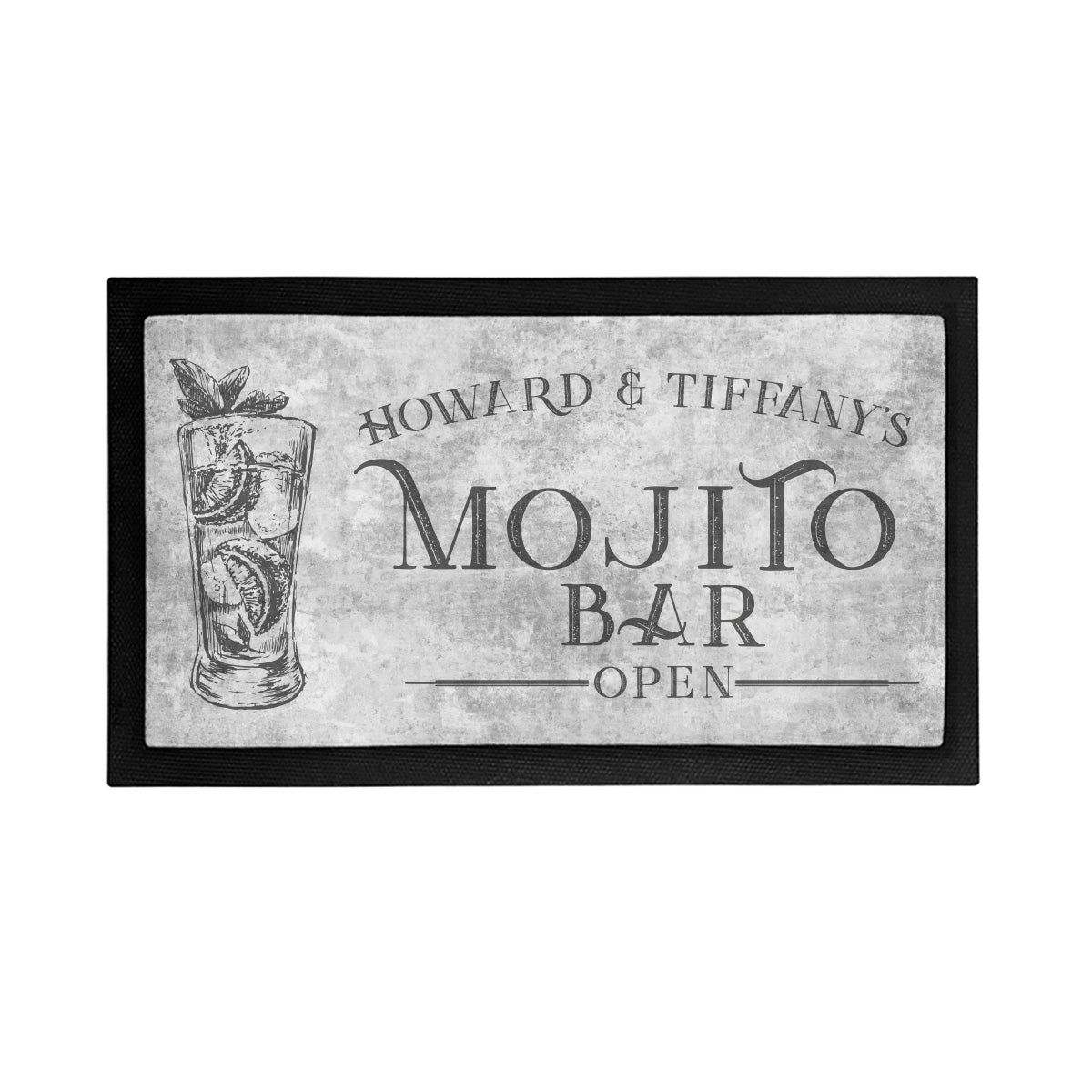 Personalized Mojito Bar is Open Mat - Placemat Style Rubber Bar Mat