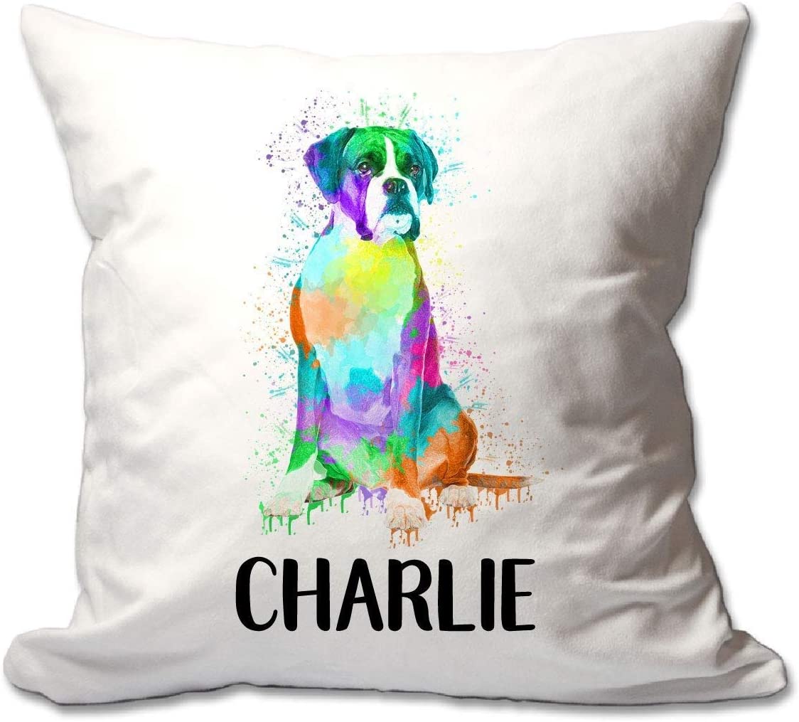 Personalized Watercolor Boxer Throw Pillow  - Cover Only OR Cover with Insert