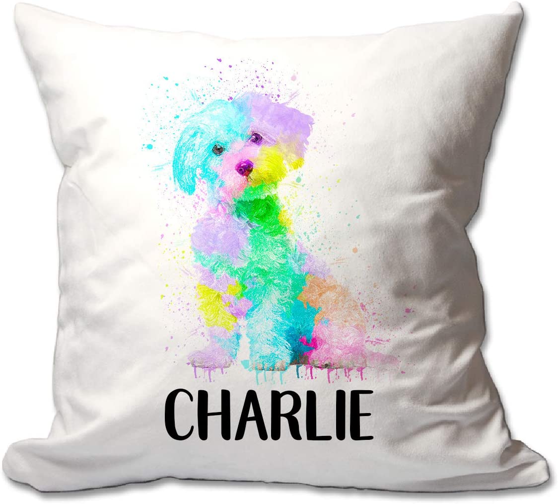 Personalized Watercolor Maltese Throw Pillow  - Cover Only OR Cover with Insert