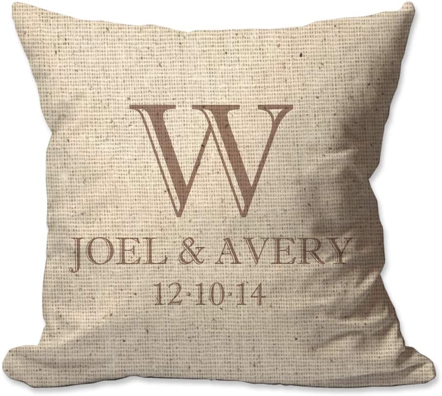 Couples Names and Initial Throw Pillow with Date