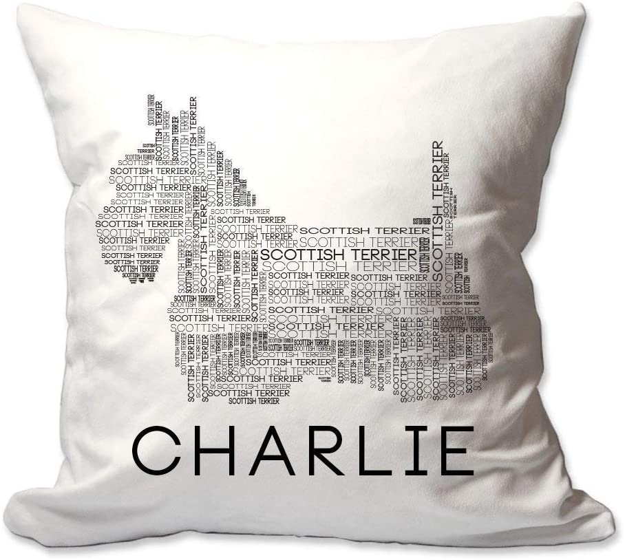 Personalized Scottish Terrier (Scottie) Dog Breed Word Silhouette Throw Pillow  - Cover Only OR Cover with Insert