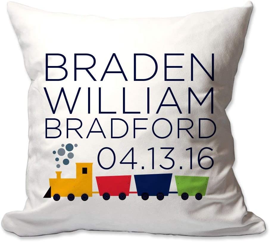 Choo Choo Train Baby Birth Announcement Throw Pillow -Personalized  - Cover Only OR Cover with Insert