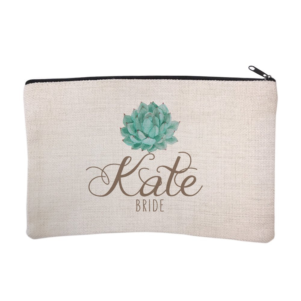 Personalized Succulent Bridal Party Bride Cosmetic Bag