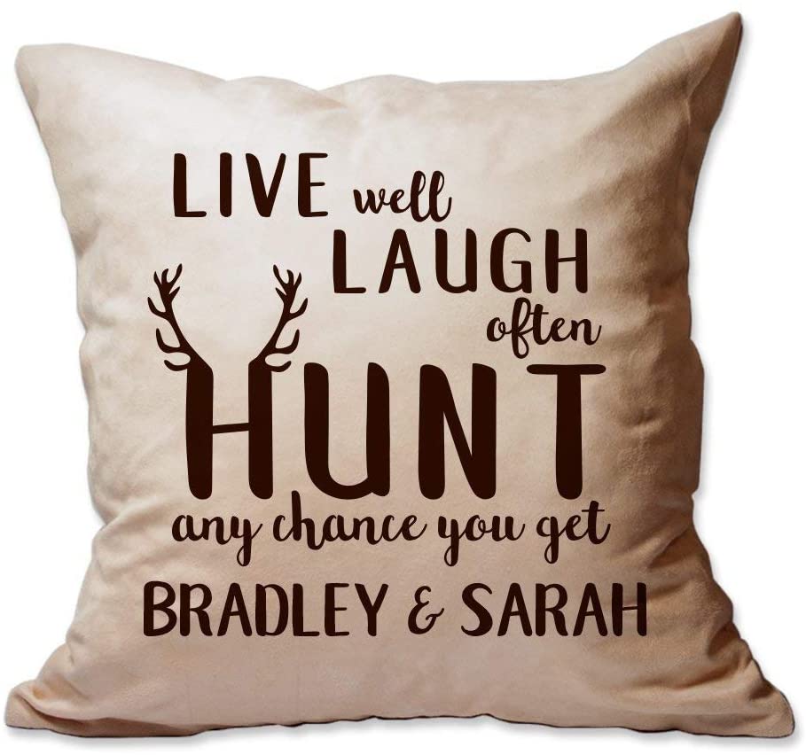 Personalized Live Laugh Hunt Throw Pillow  - Cover Only OR Cover with Insert
