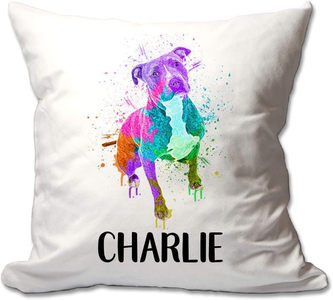 Personalized Watercolor Pit Bull Throw Pillow  - Cover Only OR Cover with Insert