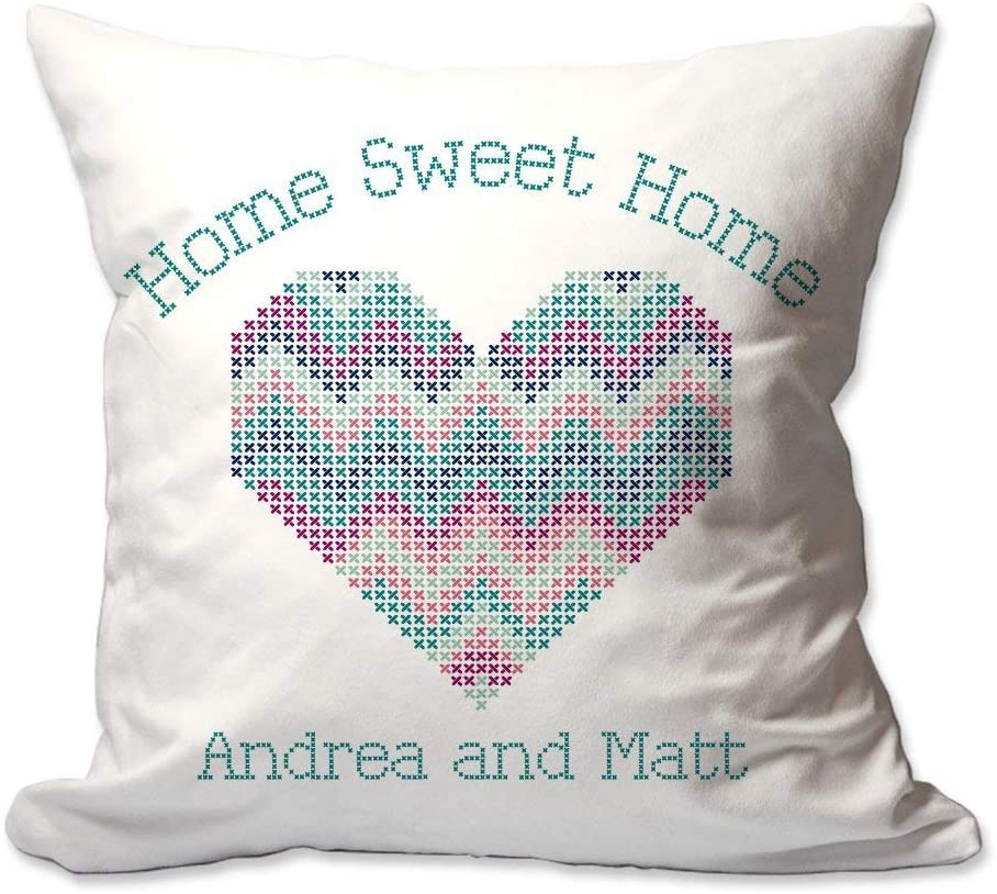 Personalized Cross Stitch-Look Home Sweet Home Throw Pillow  - Cover Only OR Cover with Insert