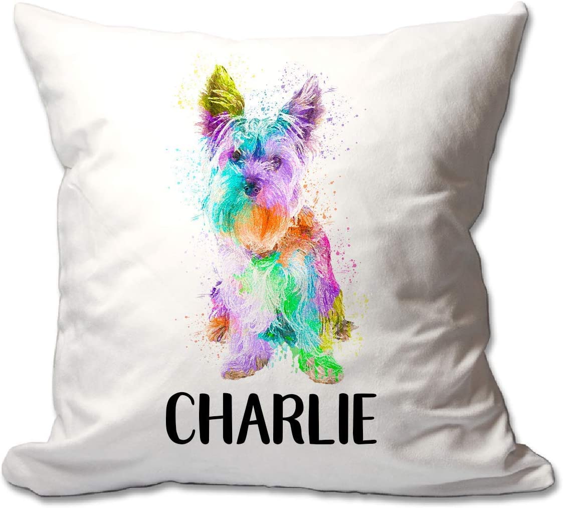 Personalized Watercolor Yorkie Throw Pillow  - Cover Only OR Cover with Insert