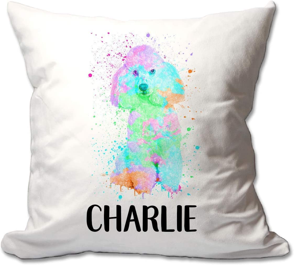 Personalized Watercolor Poodle Throw Pillow  - Cover Only OR Cover with Insert