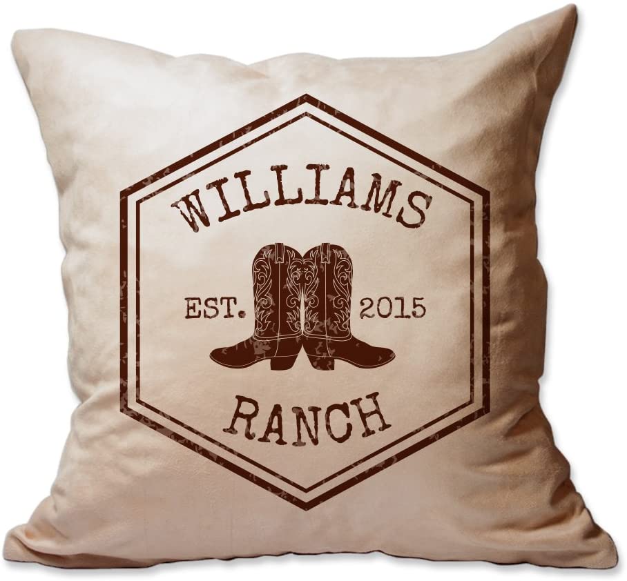 Ranch Throw Pillow with Name and Year