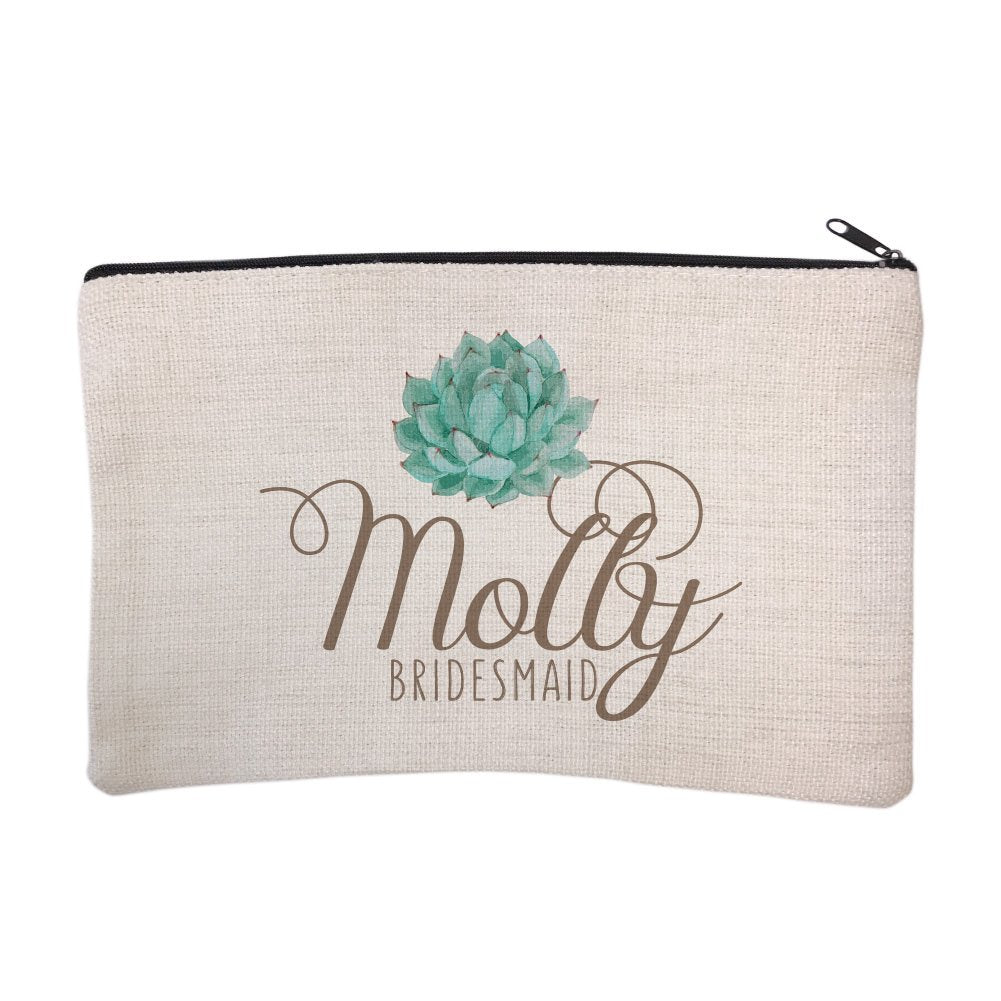 Personalized Succulent Bridal Party Bridesmaid Cosmetic Bag