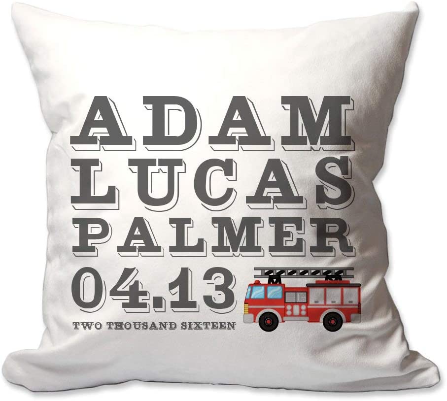 Fire Truck Baby Birth Announcement Throw Pillow -Personalized  - Cover Only OR Cover with Insert