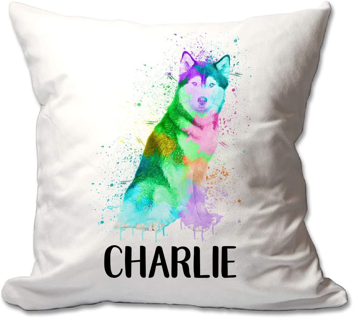 Personalized Watercolor Siberian Husky Throw Pillow  - Cover Only OR Cover with Insert