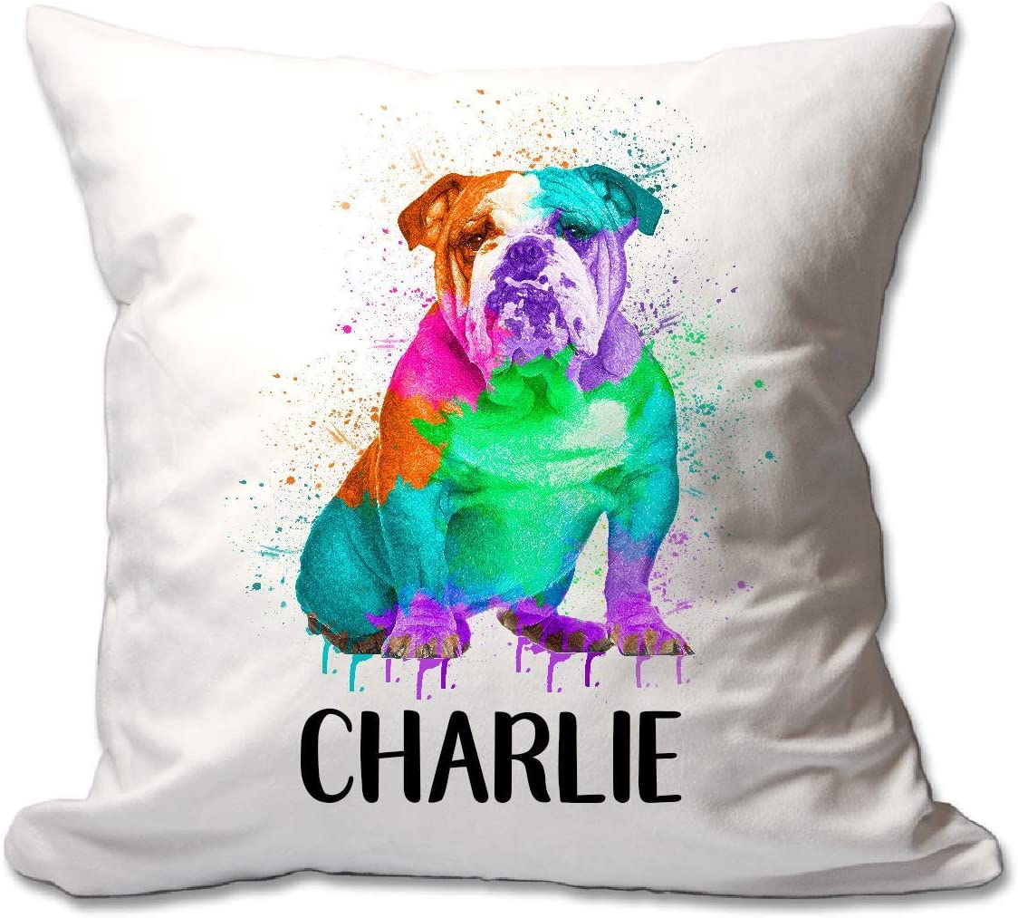 Personalized Watercolor Bulldog Throw Pillow  - Cover Only OR Cover with Insert