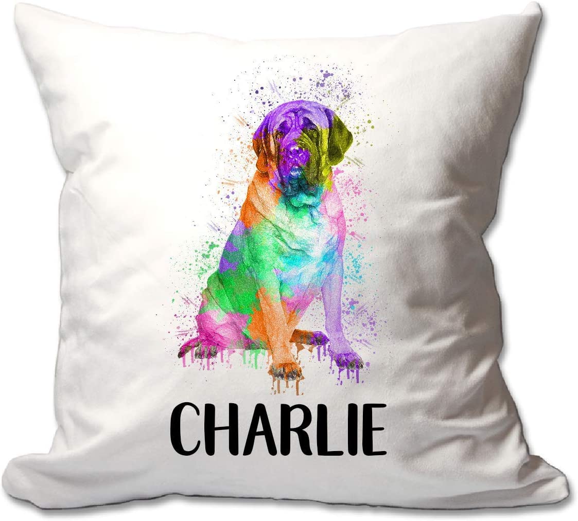 Personalized Watercolor Mastiff Throw Pillow  - Cover Only OR Cover with Insert