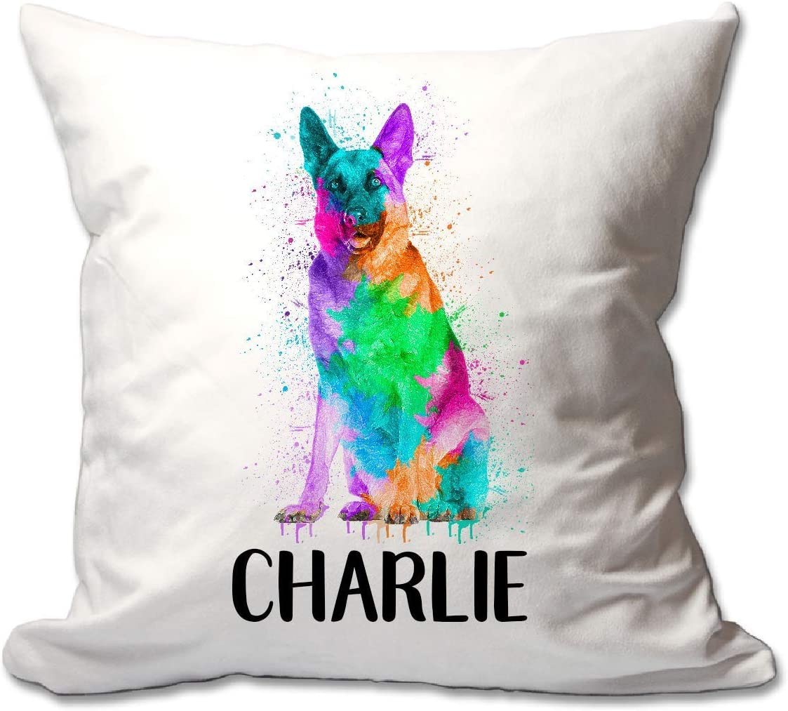 Personalized Watercolor German Shepherd Throw Pillow  - Cover Only OR Cover with Insert