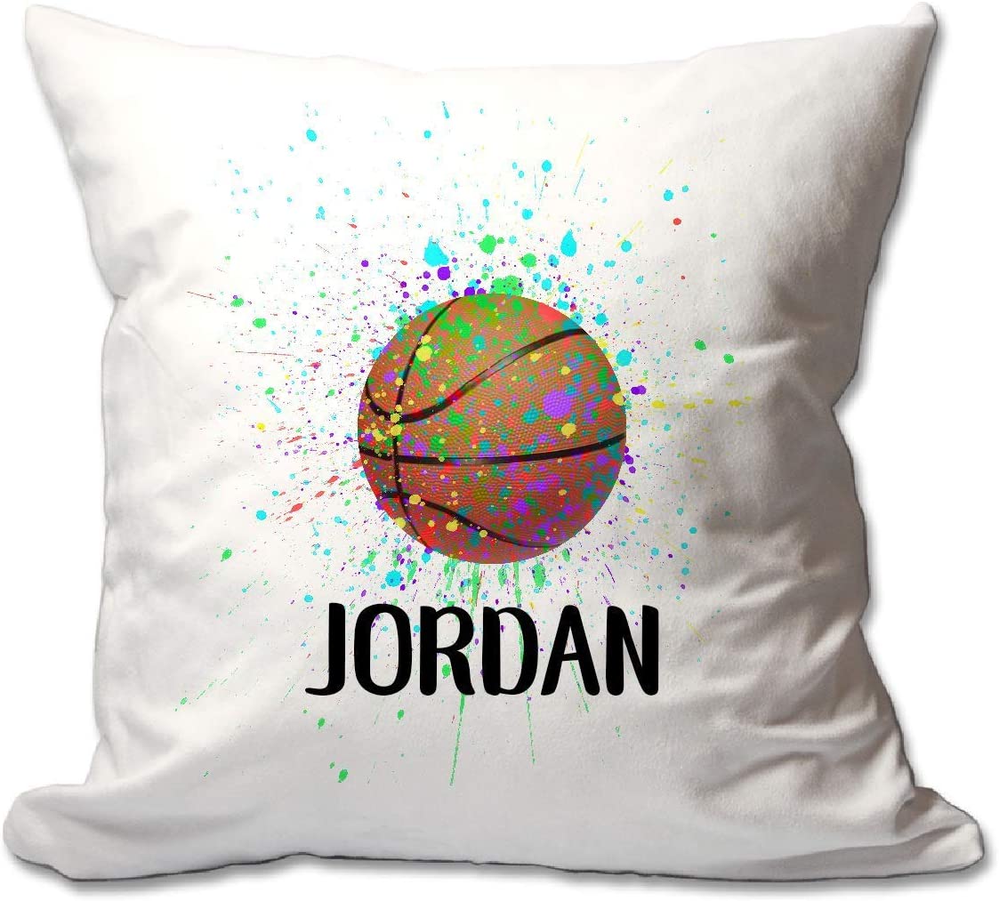 Personalized Splatter Paint Basketball Throw Pillow  - Cover Only OR Cover with Insert