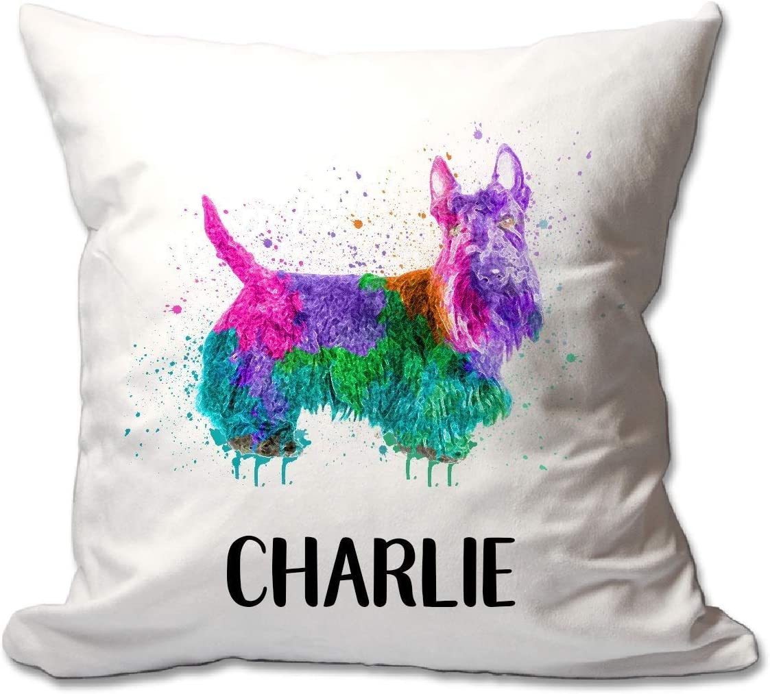 Personalized Watercolor Scottish Terrier Throw Pillow  - Cover Only OR Cover with Insert