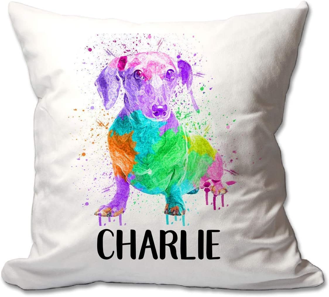 Personalized Watercolor Dachshund Throw Pillow  - Cover Only OR Cover with Insert
