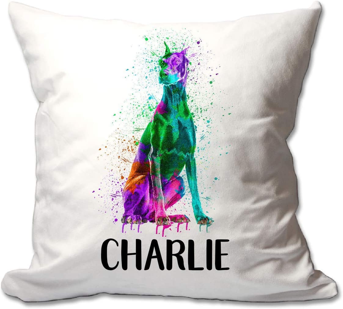 Personalized Watercolor Doberman Throw Pillow  - Cover Only OR Cover with Insert