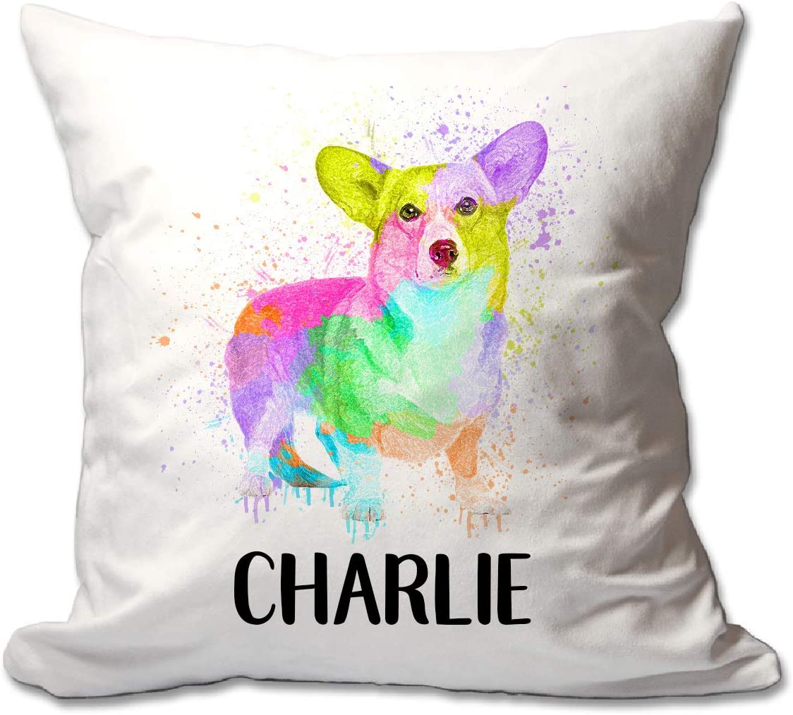 Personalized Watercolor Corgi Throw Pillow  - Cover Only OR Cover with Insert