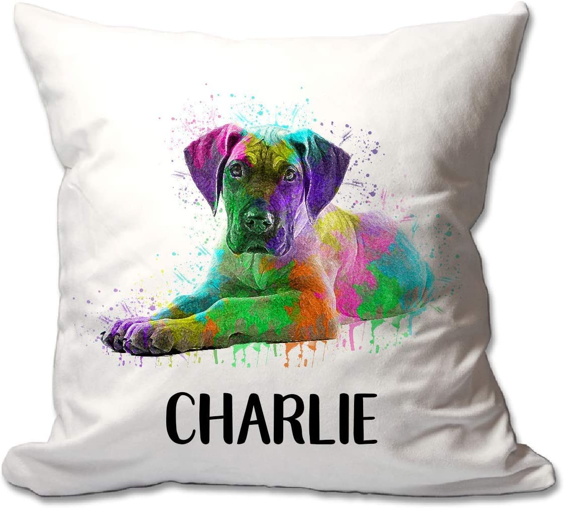 Personalized Watercolor Great Dane Throw Pillow  - Cover Only OR Cover with Insert