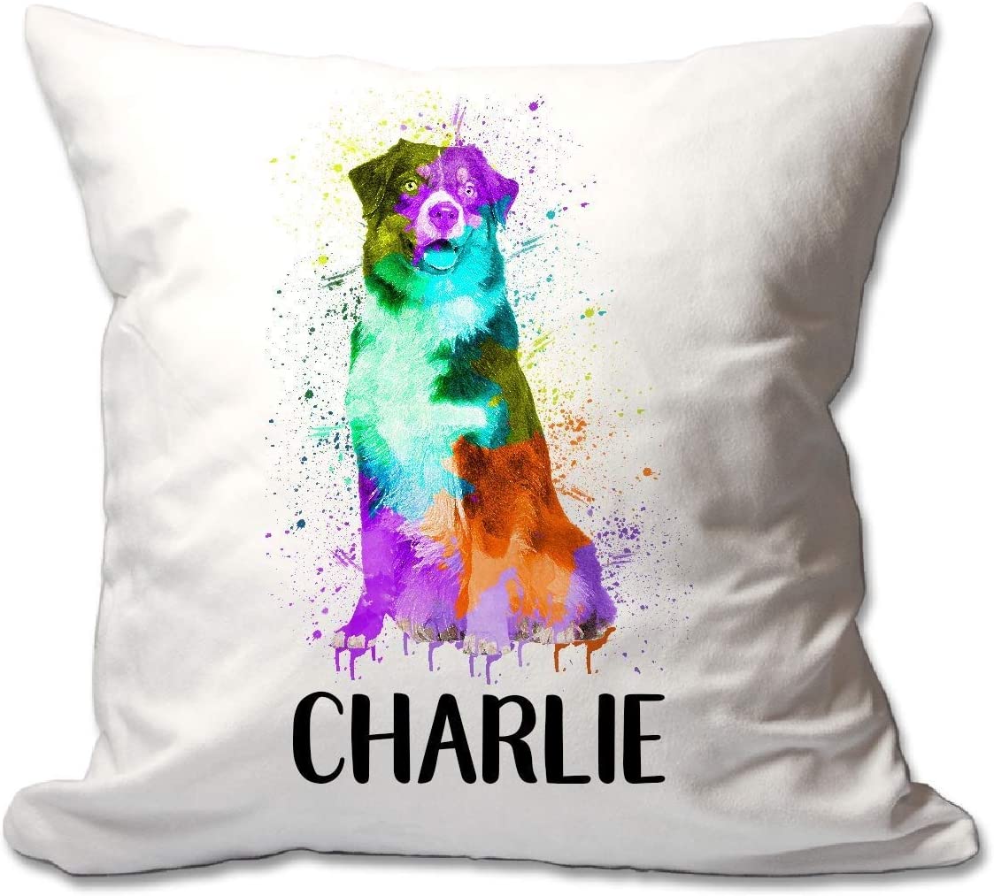Personalized Watercolor Australian Shepherd Throw Pillow  - Cover Only OR Cover with Insert