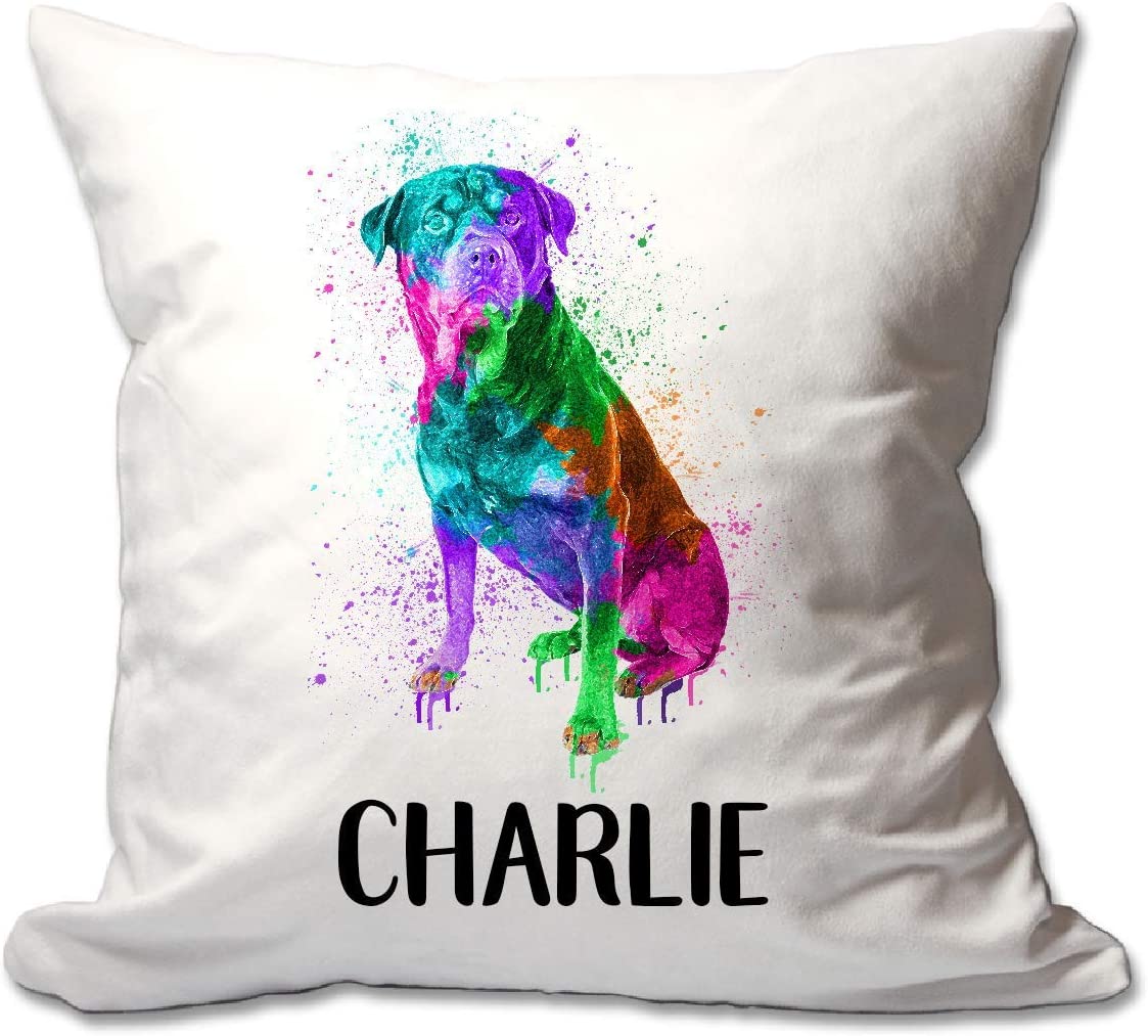 Personalized Watercolor Rottweiler Throw Pillow  - Cover Only OR Cover with Insert