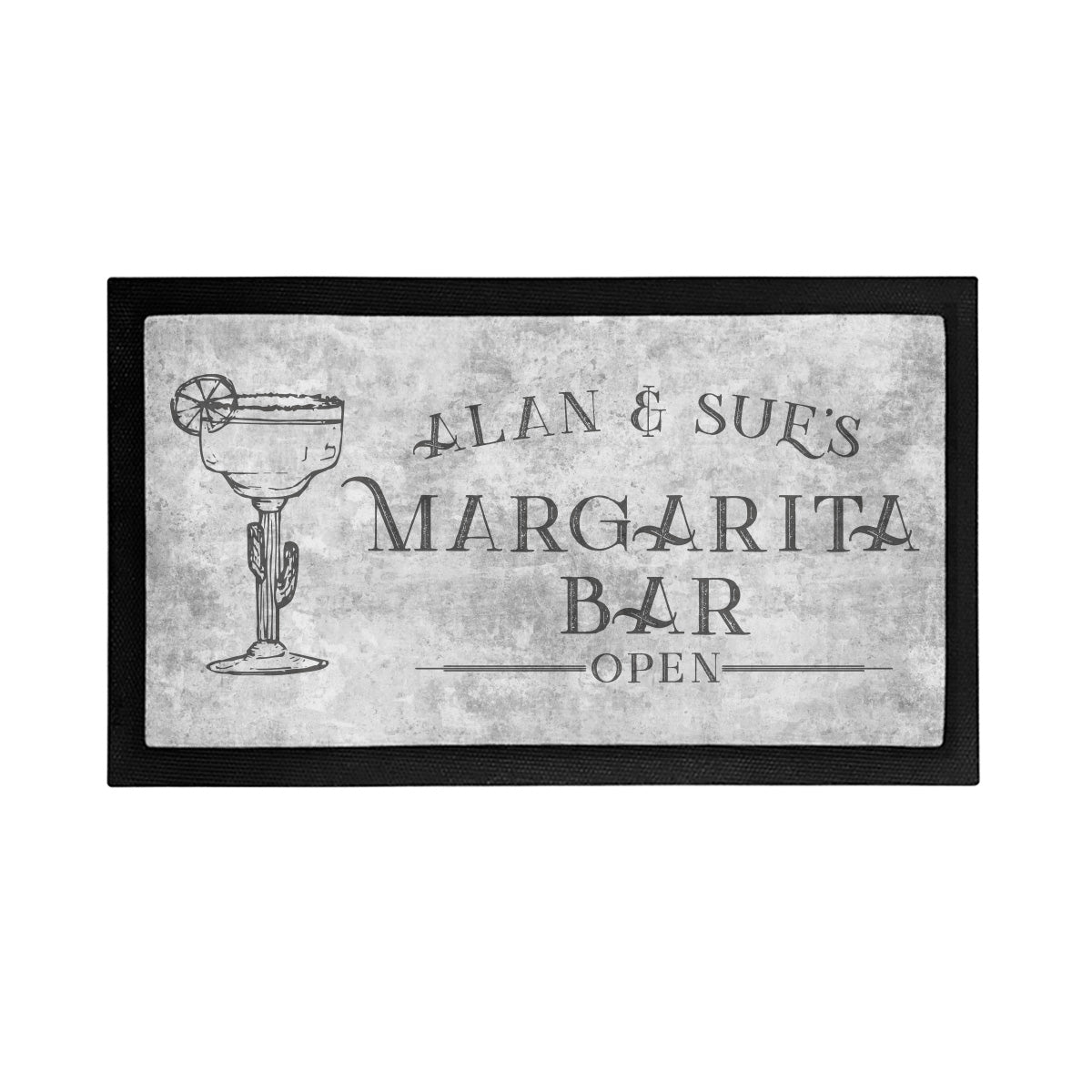 Personalized Margarita Bar is Open Mat - Placemat Style Rubber Bar Mat