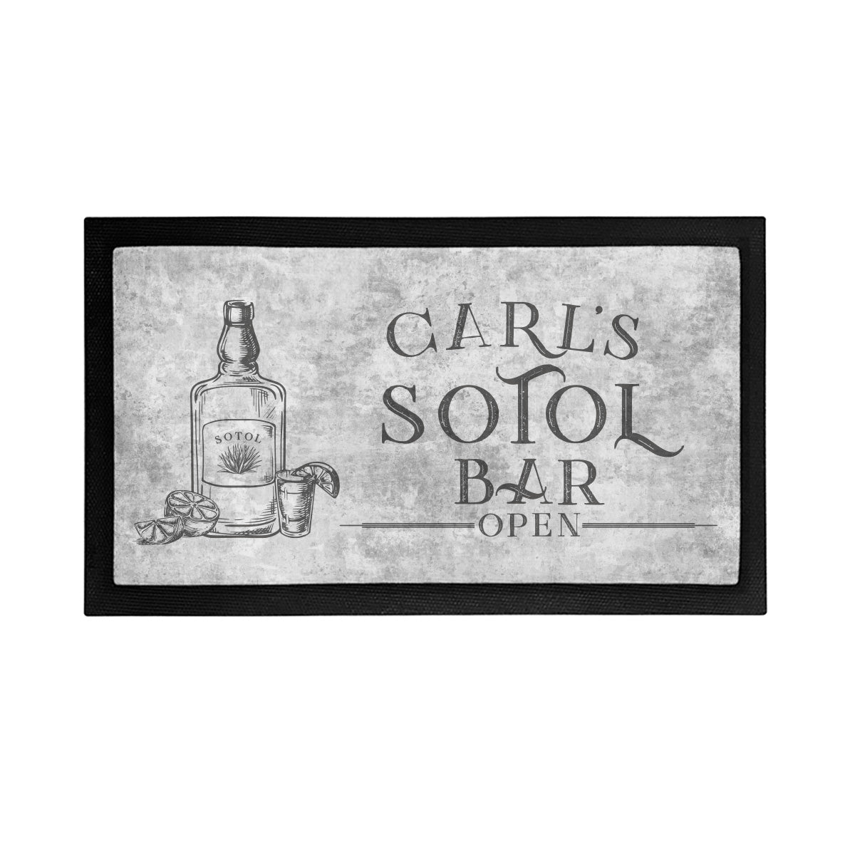 Personalized Sotol Bar is Open Mat - Placemat Style Rubber Bar Mat