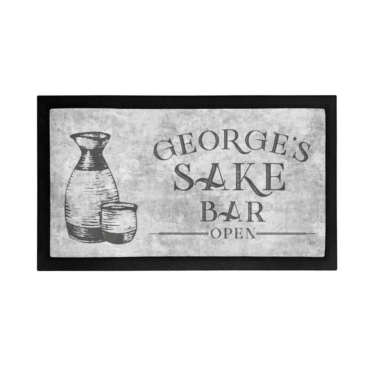 Personalized Sake Bar is Open Mat - Placemat Style Rubber Bar Mat